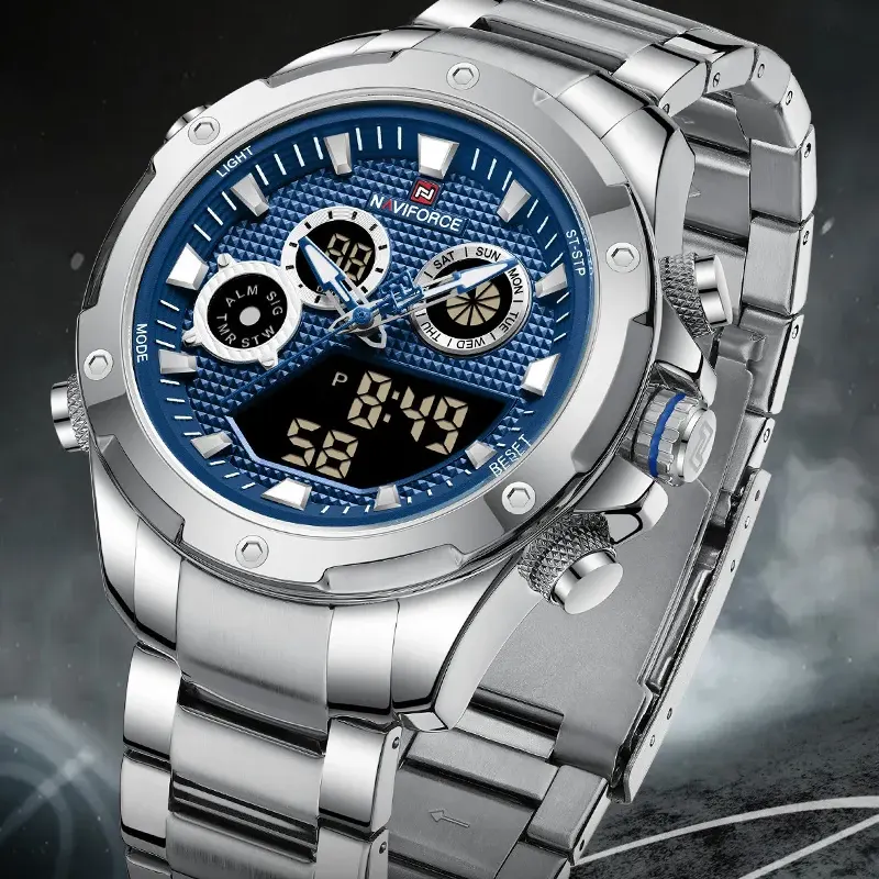 Naviforce NF9217 Dual-time Blue Dial Men's Watch